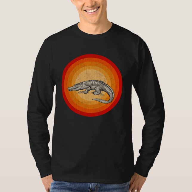 T-shirt Distressed Crocodiles  Retro Style (Devant)