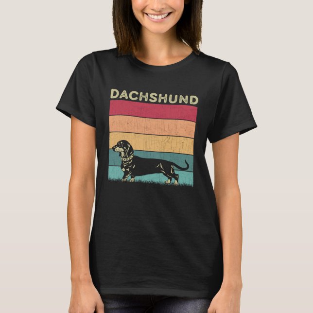 T-shirt Distressed Dachshund Dog  Boys Girls Retro Style D (Devant)