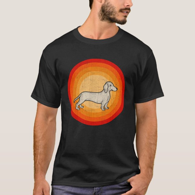 T-shirt Distressed Dachshund Dog  Retro Style (Devant)