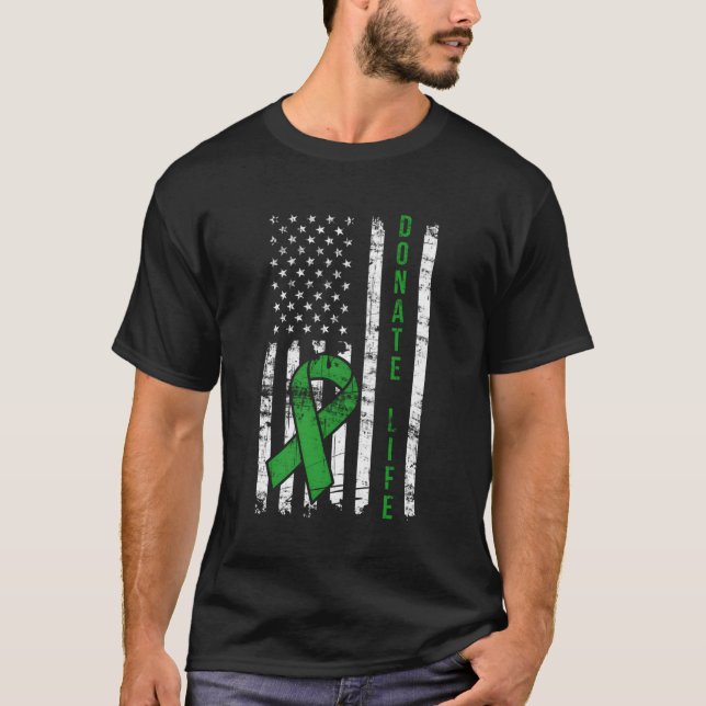 T-shirt Distressed Donation Life Usa Drapeau Orgue Donateu (Devant)