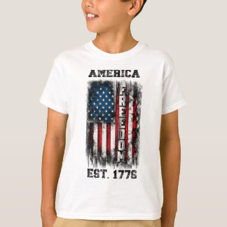 T-shirt Distressed drapeau américain Liberté Est 1776
