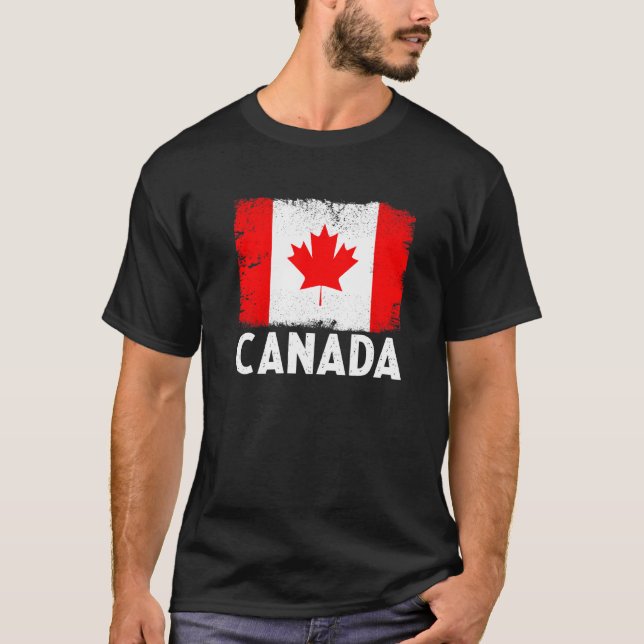 T-shirt Distressed drapeau du Canada rétro (Devant)