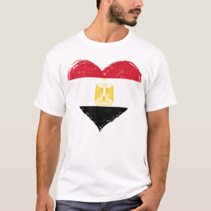 T-shirt Distressed Egypt Coeur de drapeau blanc hommes
