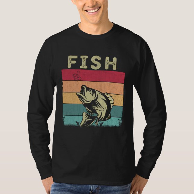 T-shirt Distressed Fish  Boys Girls Retro Style Fish (Devant)