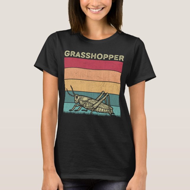 T-shirt Distressed Grasshopper Lover Boys Girls Retro Gras (Devant)