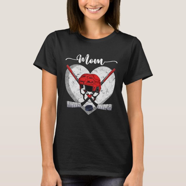 T-shirt Distressed Heart Hockey Mom Heart Cute Mother s Da (Devant)