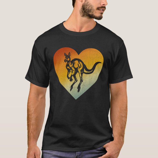 T-shirt Distressed Heart Retro Style Men Women Kangaroo (Devant)