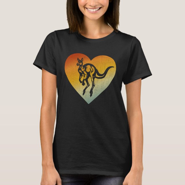 T-shirt Distressed Heart Retro Style Men Women Kangaroo (Devant)