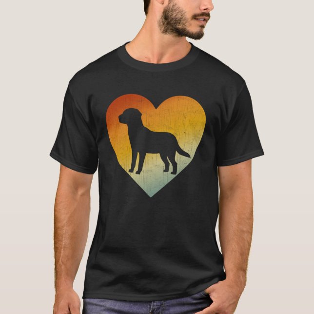 T-shirt Distressed Heart Retro Style Men Women Labrador Do (Devant)