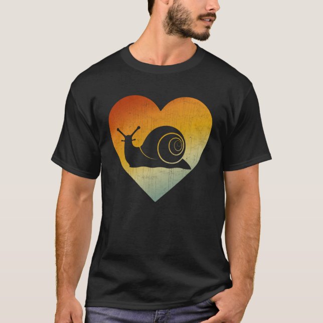 T-shirt Distressed Heart Retro Style Men Women Snail (Devant)
