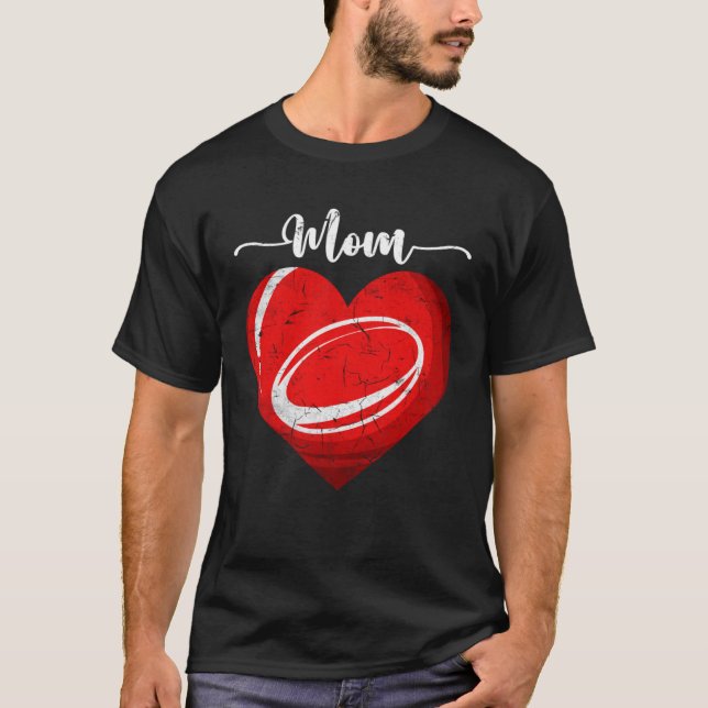 T-shirt Distressed Heart Rugby Mom Heart Cute Mother s Day (Devant)