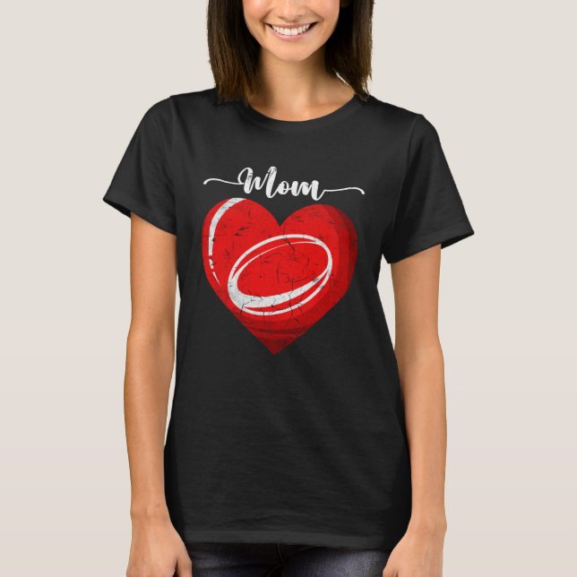 T-shirt Distressed Heart Rugby Mom Heart Cute Mother s Day (Devant)