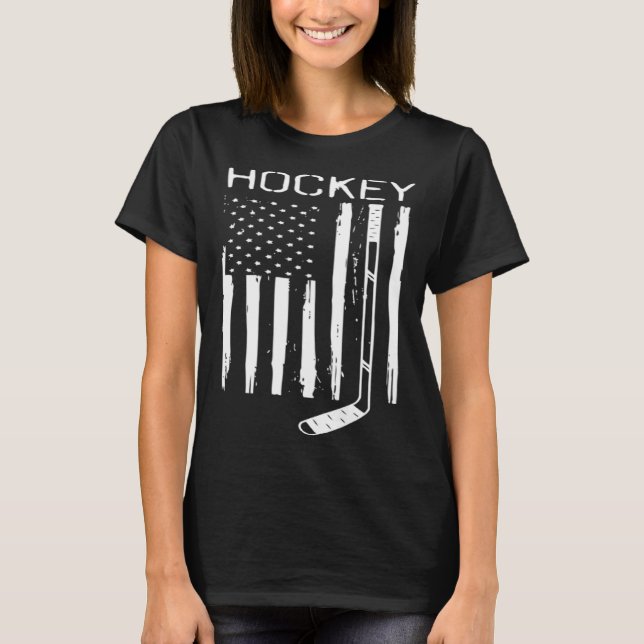 T-shirt Distressed Ice Hockey Stick US American Flag Patri (Devant)
