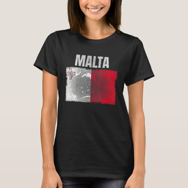 T-shirt Distressed Malte Drapeau Graphique Pour Hommes Fem (Devant)