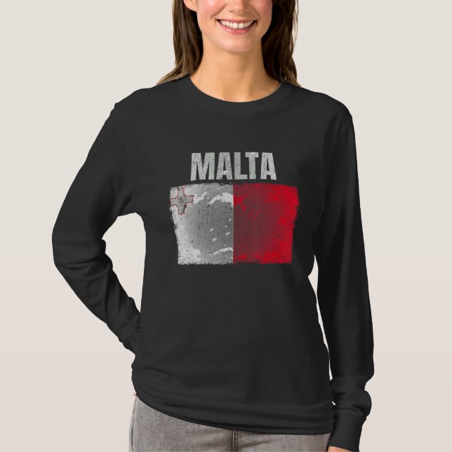 T-shirt Distressed Malte Drapeau Graphique Pour Hommes Fem (Devant)
