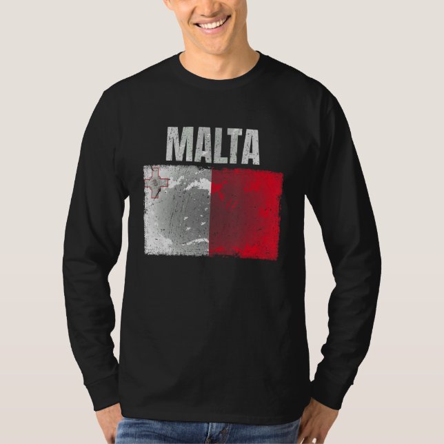 T-shirt Distressed Malte Drapeau Graphique Pour Hommes Fem (Devant)