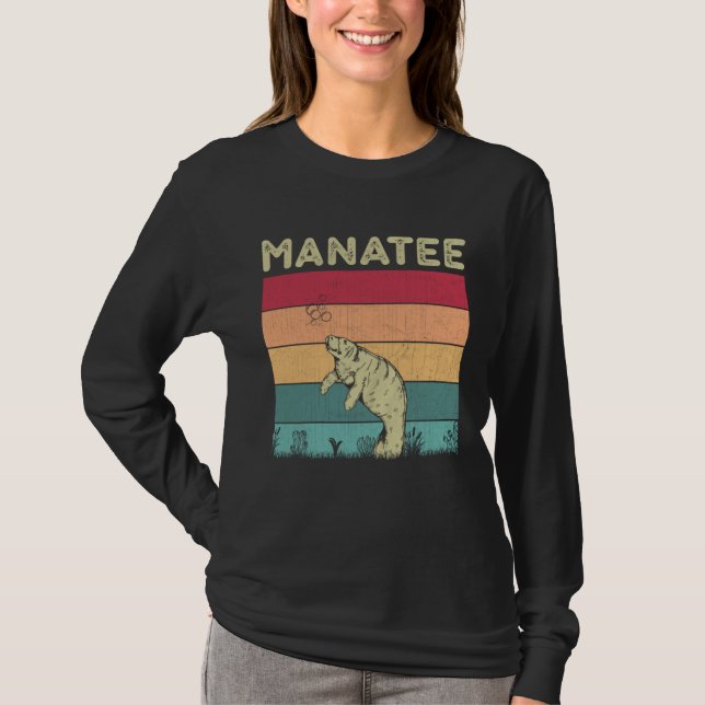 T-shirt Distressed Manatee Lover Boys Girls Retro Style Ma (Devant)