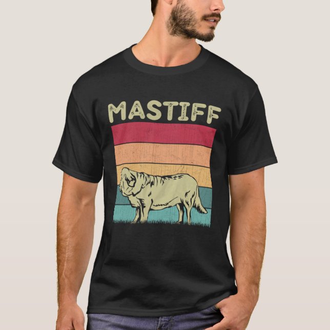T-shirt Distressed Mastiff Dog  Boys Girls Retro Mastiff D (Devant)