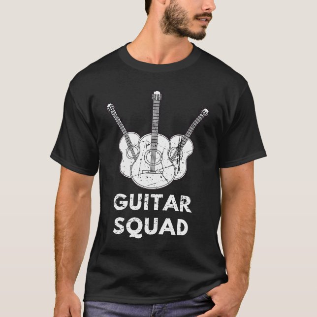 T-shirt Distressed Musician Music Acoustic Guitar Squad Gu (Devant)