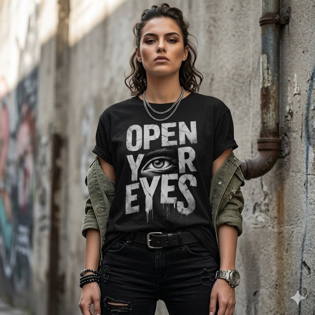 T-shirt Distressed Open Your Eyes Eye Graphic (Créateur téléchargé)