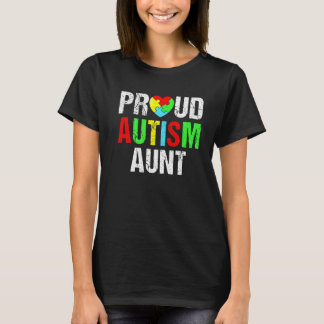 T-shirt Distressed Proud Autism Aunt Heart Family Matching