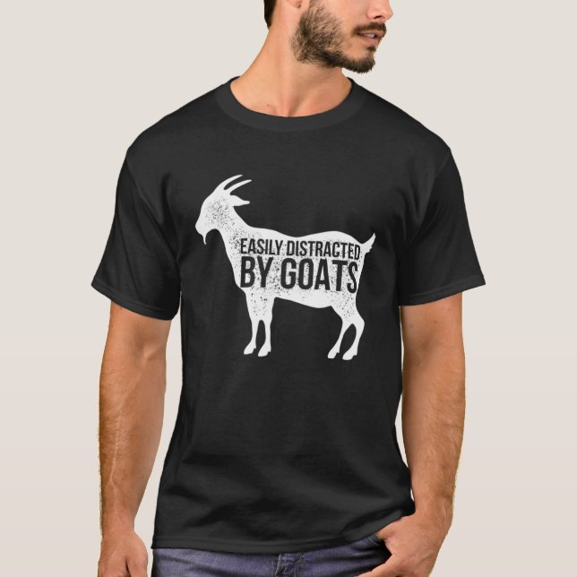 T-shirt Distressed Quote Easily Distracted Retro Goats (Devant)