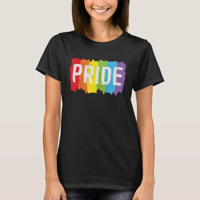 T-shirt Distressed Rainbow Pride Support Equal Gay LGBT (Devant)