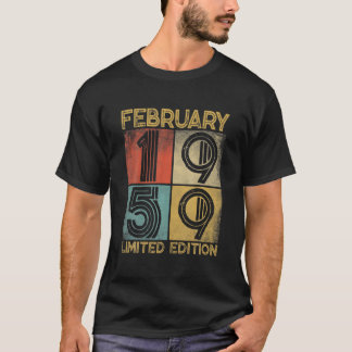 T-shirt Distressed Retro February 1959 63Rd Birthday 63 Yr