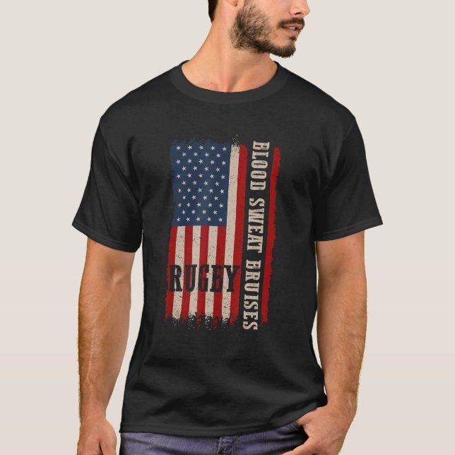 T-shirt Distressed Rugby 4th of July USA Rugby American Fl (Devant)