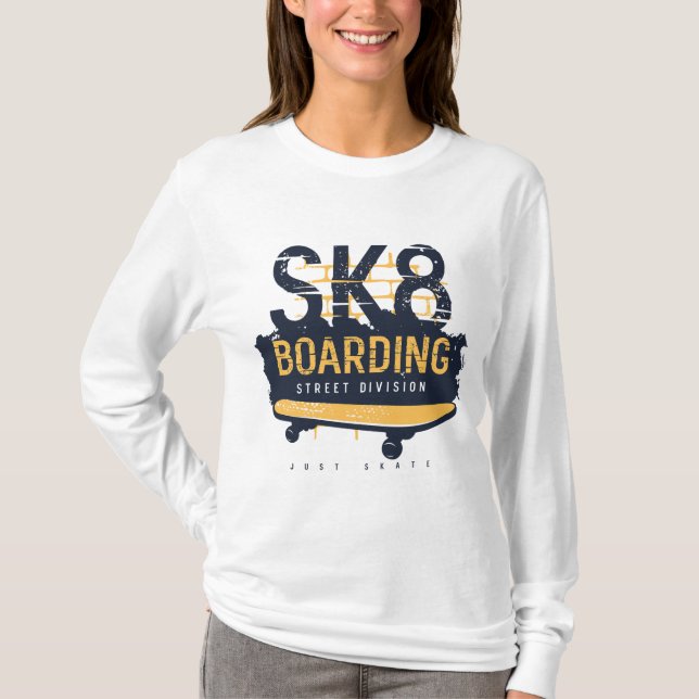 T-shirt Distressed SK8 Boarding Street Division (Devant)