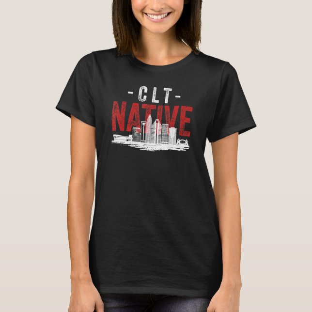 T-shirt Distressed Style Charlotte City Native Home Grown  (Devant)