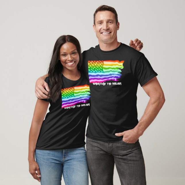 T-shirt Distressed US Drapeau Arc-en-ciel - À Porter (Unisexe)