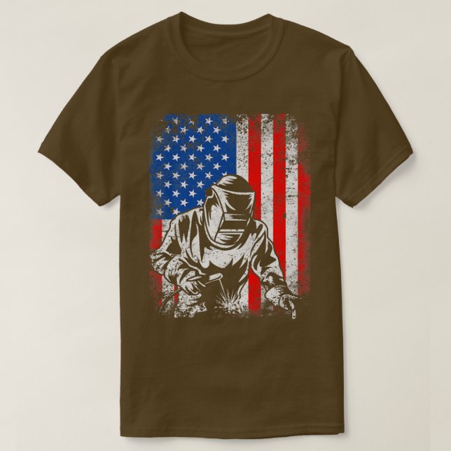 T-shirt Distressed USA Américain Drapeau Soudeur Hommes Pa (Design devant)