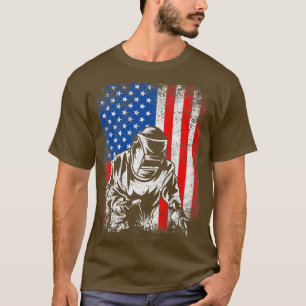 T-shirt Distressed USA Américain Drapeau Soudeur Hommes Pa