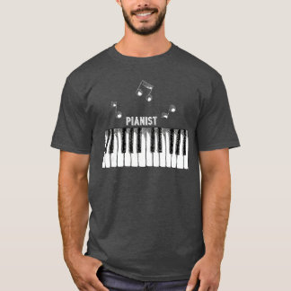 T-shirt Distressed Vintage Piano Keys Pianist Keyboardist 