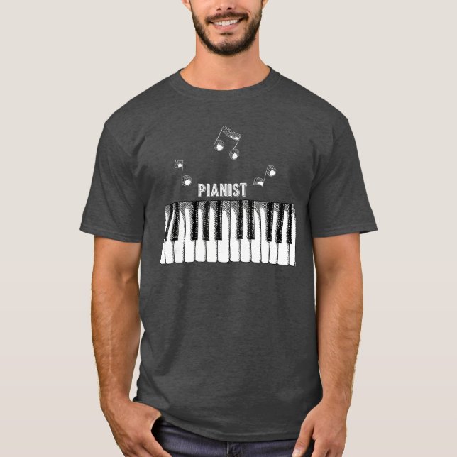 T-shirt Distressed Vintage Piano Keys Pianist Keyboardist  (Devant)