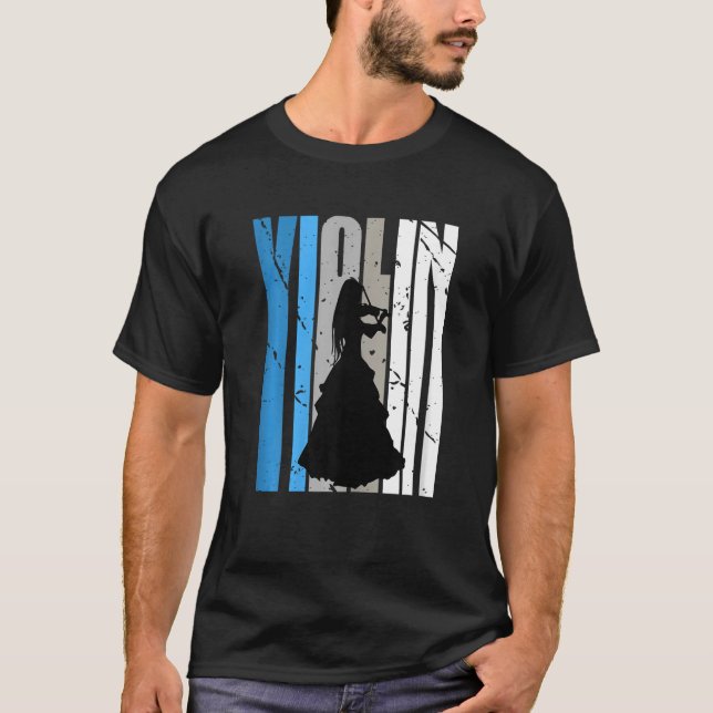 T-shirt Distressed Violin Player Retro Female Words Text R (Devant)