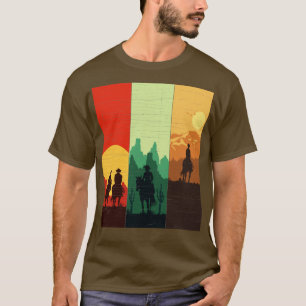 T-shirt Distressed Western Cowboy équitation cheval au cou