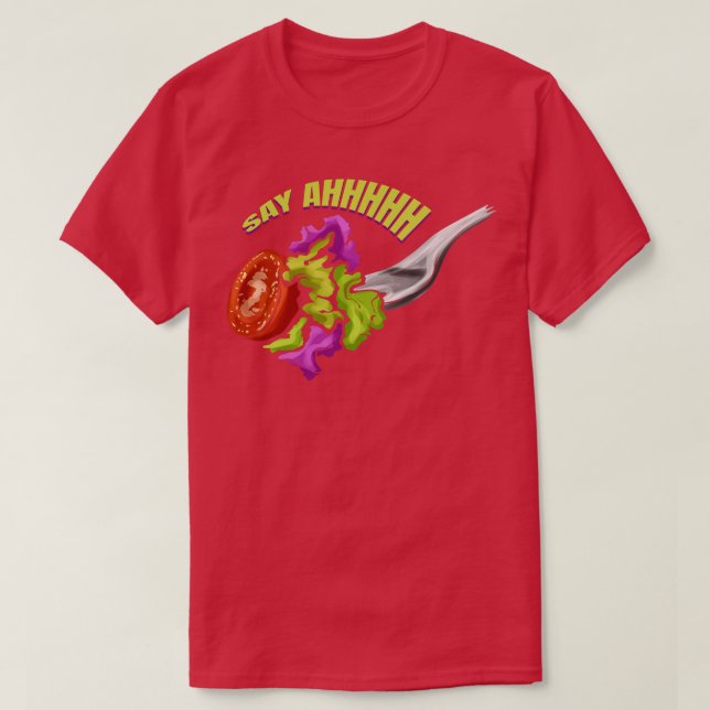 T-shirt Dites Ahhhhh Fork Avec Des Légumes De Vegan (Design devant)