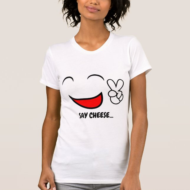 T-shirt Dites fromage | Drôle Souriant visage Emoji (Devant)