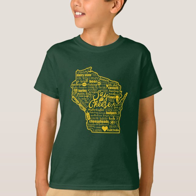 T-shirt Dites le fromage !  Le Wisconsin badine la pièce (Devant)