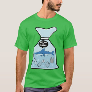 T-shirt Dites non Plastic Shark Vinyl Meilleur ami fille c