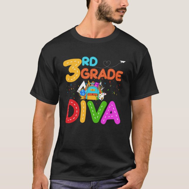 T-shirt Diva de 3e année Premier jour de l'école (Devant)
