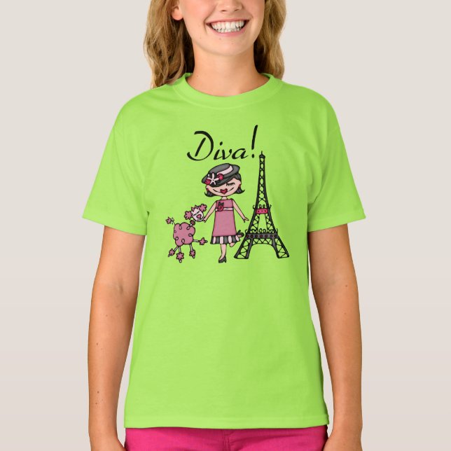 T-shirt Diva de cheveux noirs (Devant)