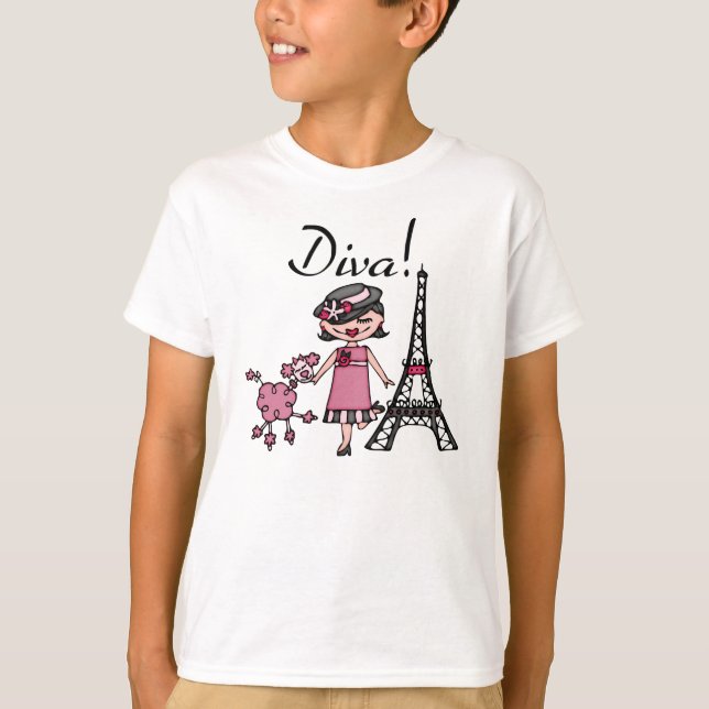 T-shirt Diva de cheveux noirs (Devant)
