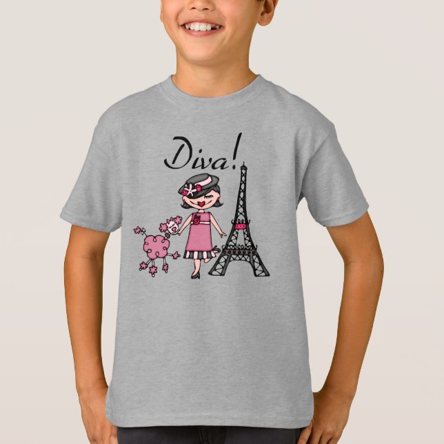 T-shirt Diva de cheveux noirs (Devant)