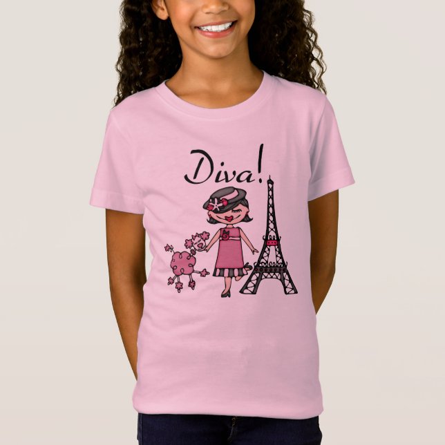 T-Shirt Diva de cheveux noirs (Devant)