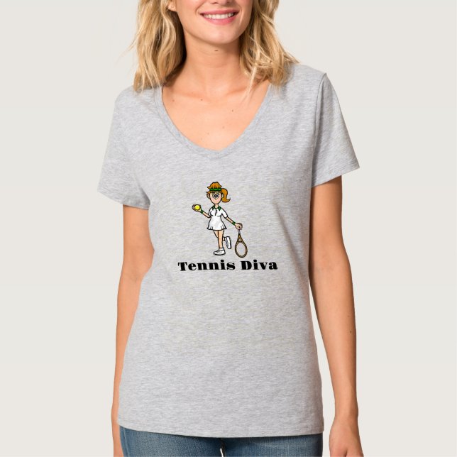 T-shirt Diva de tennis féminin - Cheveux Brown lég (Devant)