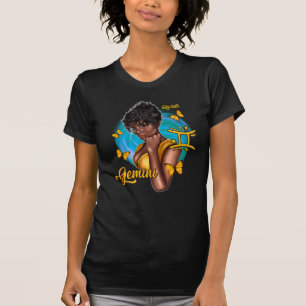 T-shirt Diva noire dynamique Gémeaux à double énergie