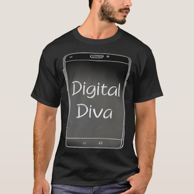 T-shirt Diva numérique  Influenceuse des médias sociaux  C (Devant)
